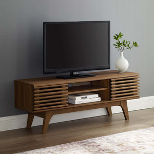 Modway Furniture Render 46" Mid-Century Media Console TV Stand - Walnut Finish, Smart Storage & Cable Management EEI-3837-WAL