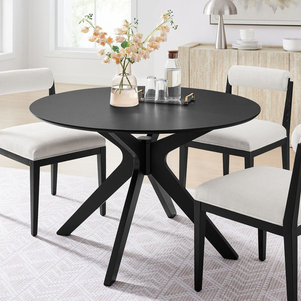 Modway Furniture Crossroads 47" Round Wood Dining Table - Modern Ash Finish, Stylish Centerpiece for Any Space Black EEI-3847-BLK