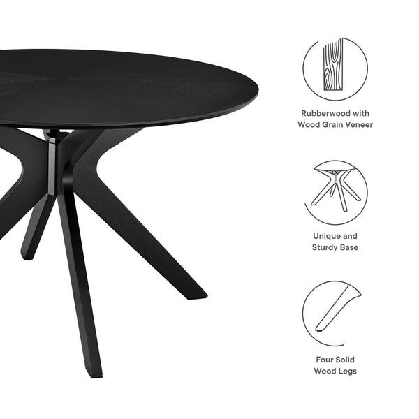 Modway Furniture Crossroads 47" Round Wood Dining Table - Modern Ash Finish, Stylish Centerpiece for Any Space Black EEI-3847-BLK