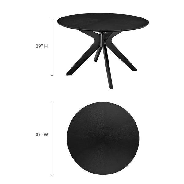 Modway Furniture Crossroads 47" Round Wood Dining Table - Modern Ash Finish, Stylish Centerpiece for Any Space Black EEI-3847-BLK