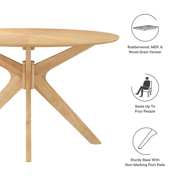 Modway Furniture Crossroads 47" Round Wood Dining Table - Modern Ash Finish, Stylish Centerpiece for Any Space Oak EEI-3847-OAK