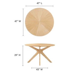 Modway Furniture Crossroads 47" Round Wood Dining Table - Modern Ash Finish, Stylish Centerpiece for Any Space Oak EEI-3847-OAK