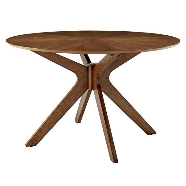 Modway Furniture Crossroads 47" Round Wood Dining Table - Modern Ash Finish, Stylish Centerpiece for Any Space Walnut EEI-3847-WAL