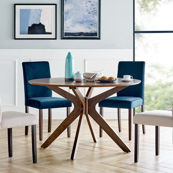 Modway Furniture Crossroads 47" Round Wood Dining Table - Modern Ash Finish, Stylish Centerpiece for Any Space Walnut EEI-3847-WAL