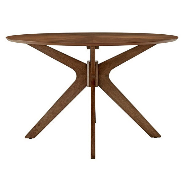 Modway Furniture Crossroads 47" Round Wood Dining Table - Modern Ash Finish, Stylish Centerpiece for Any Space Walnut EEI-3847-WAL