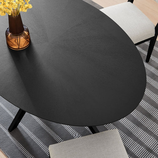 Modway Furniture Crossroads 63" Oval Wood Dining Table - Modern Design for Memorable Gatherings and Family Meals Black EEI-3848-BLK
