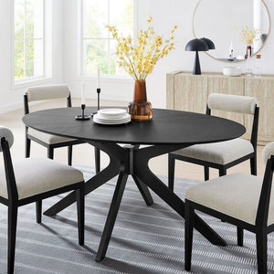 Modway Furniture Crossroads 63" Oval Wood Dining Table - Modern Design for Memorable Gatherings and Family Meals Black EEI-3848-BLK
