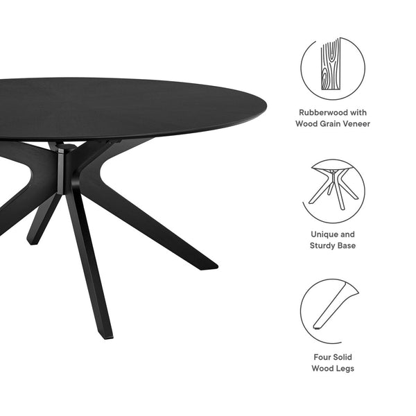 Modway Furniture Crossroads 63" Oval Wood Dining Table - Modern Design for Memorable Gatherings and Family Meals Black EEI-3848-BLK