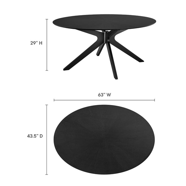 Modway Furniture Crossroads 63" Oval Wood Dining Table - Modern Design for Memorable Gatherings and Family Meals Black EEI-3848-BLK