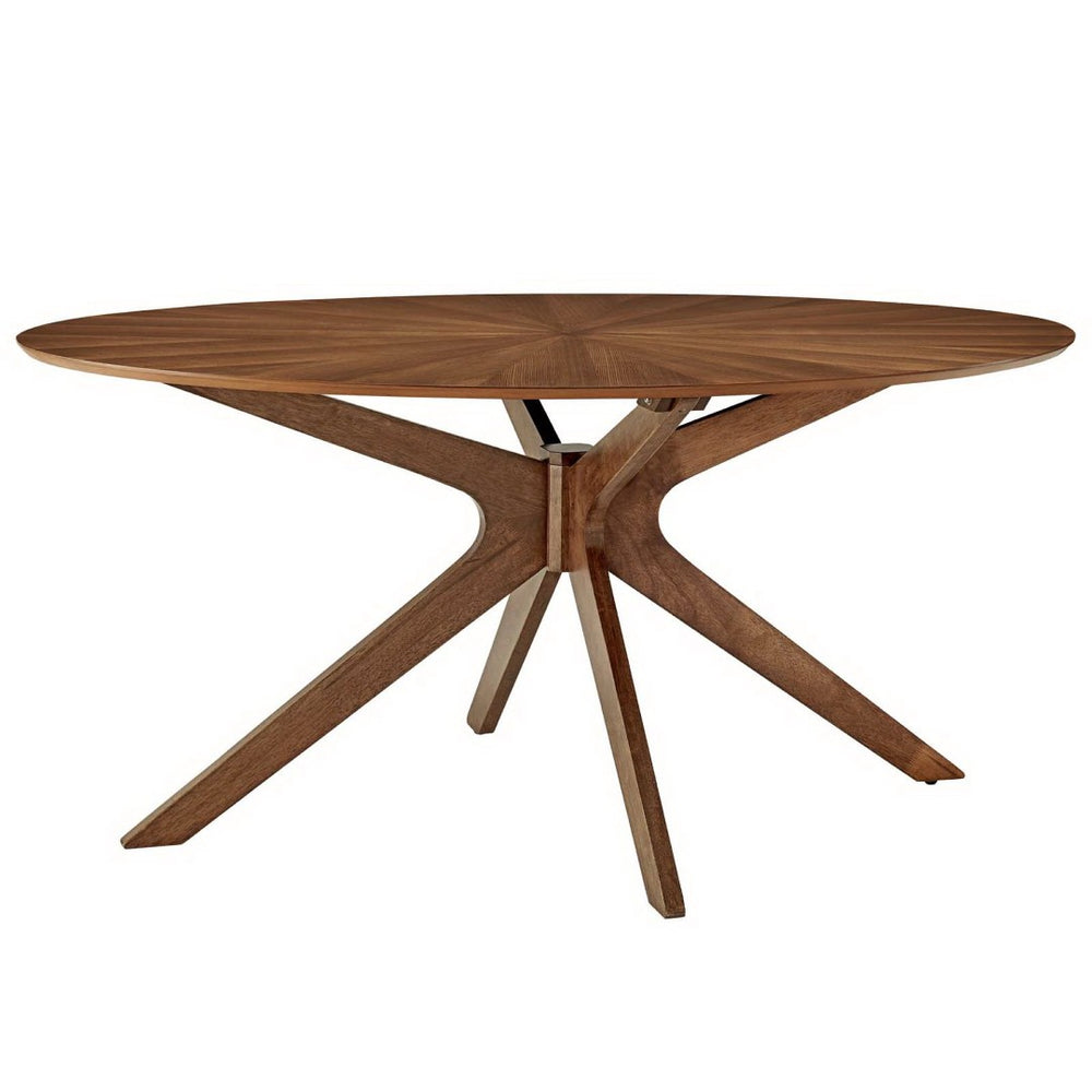 Modway Furniture Crossroads 63" Oval Wood Dining Table - Modern Design for Memorable Gatherings and Family Meals Walnut EEI-3848-WAL
