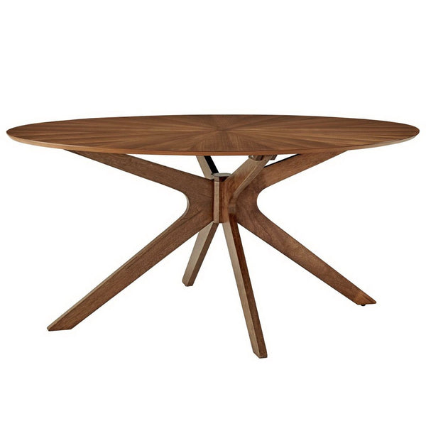 Modway Furniture Crossroads 63" Oval Wood Dining Table - Modern Design for Memorable Gatherings and Family Meals Walnut EEI-3848-WAL