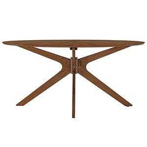Modway Furniture Crossroads 63" Oval Wood Dining Table - Modern Design for Memorable Gatherings and Family Meals Walnut EEI-3848-WAL