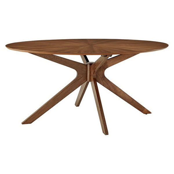 Modway Furniture Crossroads 63" Oval Wood Dining Table - Modern Design for Memorable Gatherings and Family Meals Walnut EEI-3848-WAL