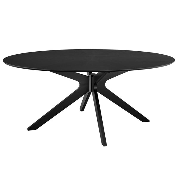 Modway Furniture Crossroads 71" Oval Wood Dining Table - Stylish Centerpiece for Modern Dining Spaces & Gatherings Black EEI-3849-BLK