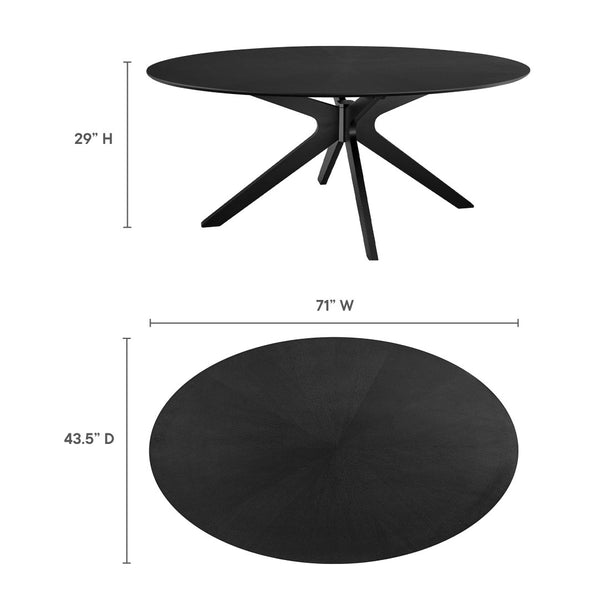 Modway Furniture Crossroads 71" Oval Wood Dining Table - Stylish Centerpiece for Modern Dining Spaces & Gatherings Black EEI-3849-BLK