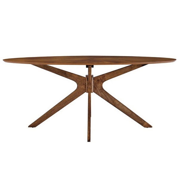 Modway Furniture Crossroads 71" Oval Wood Dining Table - Stylish Centerpiece for Modern Dining Spaces & Gatherings Walnut EEI-3849-WAL