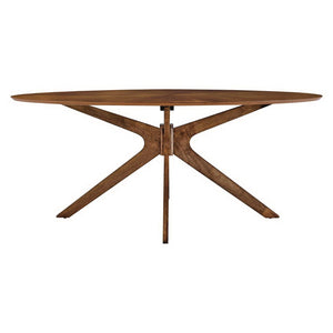 Modway Furniture Crossroads 71" Oval Wood Dining Table - Stylish Centerpiece for Modern Dining Spaces & Gatherings Walnut EEI-3849-WAL