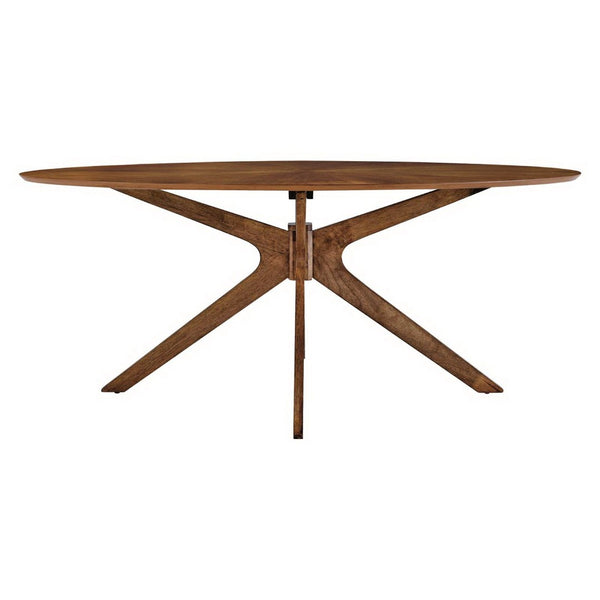 Modway Furniture Crossroads 71" Oval Wood Dining Table - Stylish Centerpiece for Modern Dining Spaces & Gatherings Walnut EEI-3849-WAL