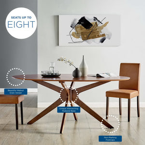 Modway Furniture Crossroads 71" Oval Wood Dining Table - Stylish Centerpiece for Modern Dining Spaces & Gatherings Walnut EEI-3849-WAL