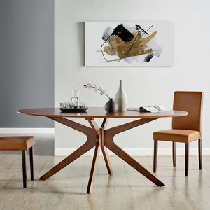 Modway Furniture Crossroads 71" Oval Wood Dining Table - Stylish Centerpiece for Modern Dining Spaces & Gatherings Walnut EEI-3849-WAL