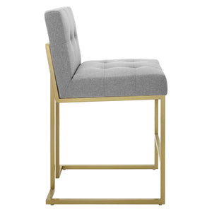 Modway Furniture Privy Gold Stainless Steel Counter Stool - Art Deco Inspired Upholstered Seat for Chic Spaces Gold Light Gray EEI-3852-GLD-LGR