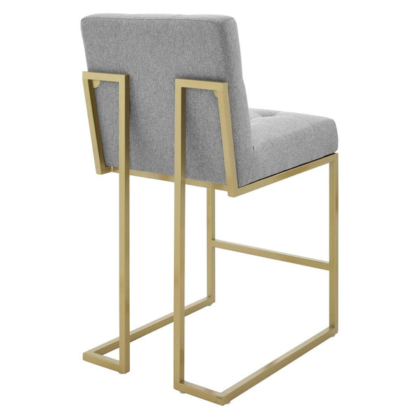 Modway Furniture Privy Gold Stainless Steel Counter Stool - Art Deco Inspired Upholstered Seat for Chic Spaces Gold Light Gray EEI-3852-GLD-LGR