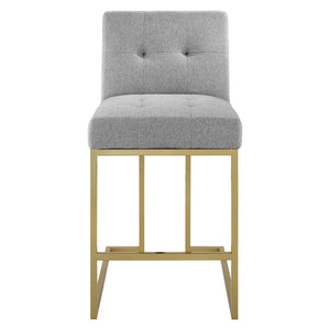 Modway Furniture Privy Gold Stainless Steel Counter Stool - Art Deco Inspired Upholstered Seat for Chic Spaces Gold Light Gray EEI-3852-GLD-LGR