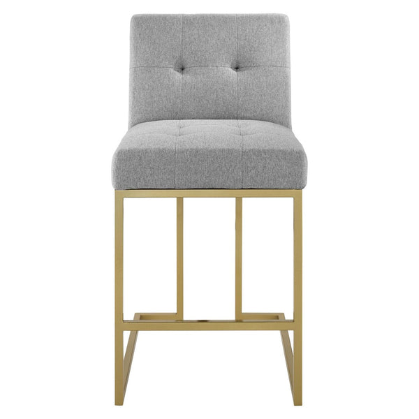 Modway Furniture Privy Gold Stainless Steel Counter Stool - Art Deco Inspired Upholstered Seat for Chic Spaces Gold Light Gray EEI-3852-GLD-LGR