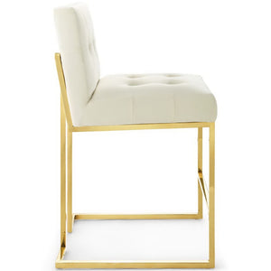 Modway Furniture Privy Gold Velvet Counter Stool - Elegant Stain-Resistant Upholstery & Modern Stainless Steel Base EEI-3853-GLD-IVO