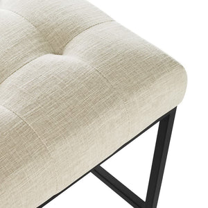 Modway Furniture Privy Counter Stool – Modern Glam Upholstered Fabric Seat with Matte Black Stainless Steel Base Black Beige EEI-3854-BLK-BEI