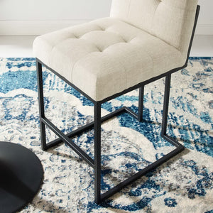 Modway Furniture Privy Counter Stool – Modern Glam Upholstered Fabric Seat with Matte Black Stainless Steel Base Black Beige EEI-3854-BLK-BEI