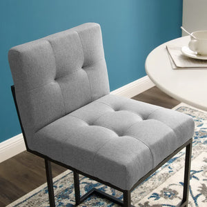 Modway Furniture Privy Counter Stool – Modern Glam Upholstered Fabric Seat with Matte Black Stainless Steel Base Black Light Gray EEI-3854-BLK-LGR