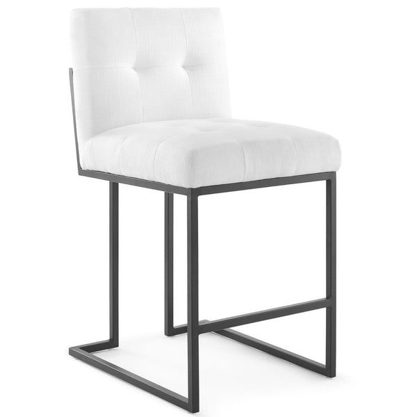 Modway Furniture Privy Counter Stool – Modern Glam Upholstered Fabric Seat with Matte Black Stainless Steel Base Black White EEI-3854-BLK-WHI