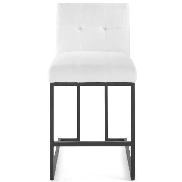 Modway Furniture Privy Counter Stool – Modern Glam Upholstered Fabric Seat with Matte Black Stainless Steel Base Black White EEI-3854-BLK-WHI