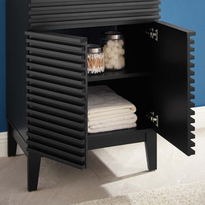 Modway Furniture Render 24" Bathroom Vanity by Modway - Mid-Century Modern Design with Soft-Close Storage Solutions Black White EEI-3860-BLK-WHI