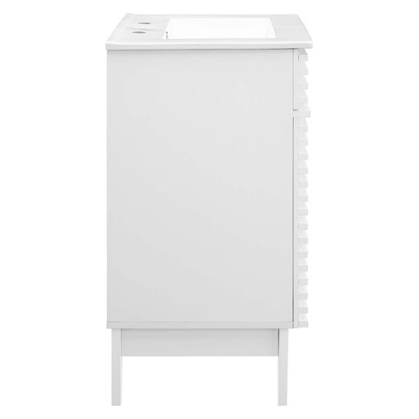 Modway Furniture Render 24" Bathroom Vanity by Modway - Mid-Century Modern Design with Soft-Close Storage Solutions White White EEI-3860-WHI-WHI