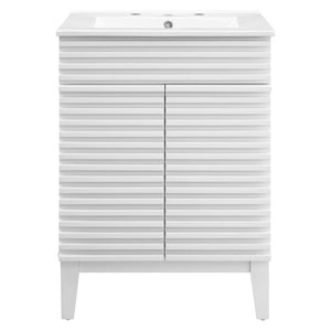 Modway Furniture Render 24" Bathroom Vanity by Modway - Mid-Century Modern Design with Soft-Close Storage Solutions White White EEI-3860-WHI-WHI