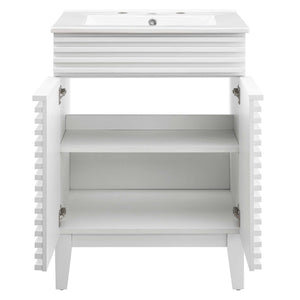 Modway Furniture Render 24" Bathroom Vanity by Modway - Mid-Century Modern Design with Soft-Close Storage Solutions White White EEI-3860-WHI-WHI