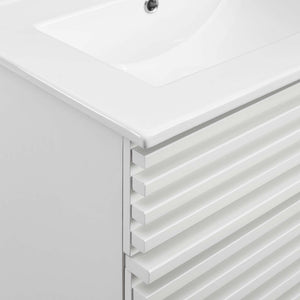 Modway Furniture Render 24" Bathroom Vanity by Modway - Mid-Century Modern Design with Soft-Close Storage Solutions White White EEI-3860-WHI-WHI