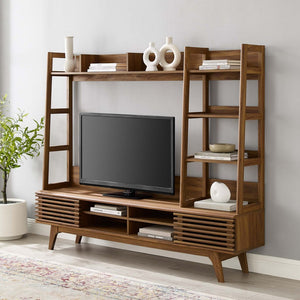 Modway Furniture Render TV Stand Entertainment Center - Mid-Century Modern Walnut Storage Solution for TVs up to 50" EEI-3863-WAL