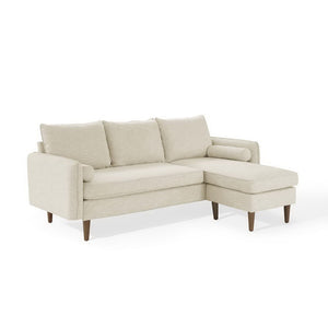 Modway Furniture Revive Upholstered Sectional Sofa with Built-In Ottoman for Modern Comfort and Versatile Layouts Beige EEI-3867-BEI