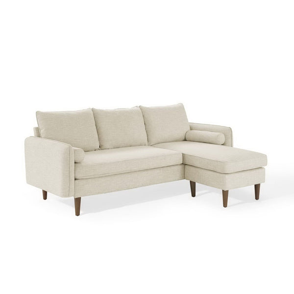 Modway Furniture Revive Upholstered Sectional Sofa with Built-In Ottoman for Modern Comfort and Versatile Layouts Beige EEI-3867-BEI