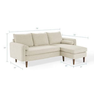 Modway Furniture Revive Upholstered Sectional Sofa with Built-In Ottoman for Modern Comfort and Versatile Layouts Beige EEI-3867-BEI