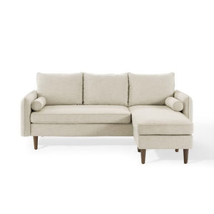 Modway Furniture Revive Upholstered Sectional Sofa with Built-In Ottoman for Modern Comfort and Versatile Layouts Beige EEI-3867-BEI