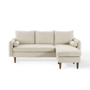Modway Furniture Revive Upholstered Sectional Sofa with Built-In Ottoman for Modern Comfort and Versatile Layouts Beige EEI-3867-BEI