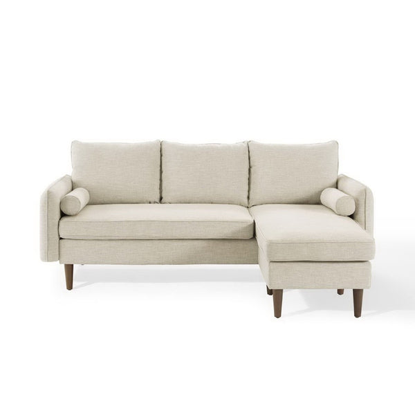 Modway Furniture Revive Upholstered Sectional Sofa with Built-In Ottoman for Modern Comfort and Versatile Layouts Beige EEI-3867-BEI