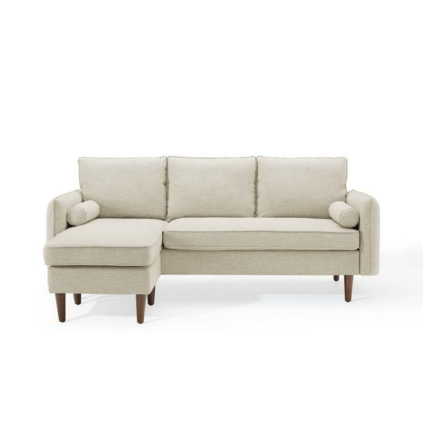 Modway Furniture Revive Upholstered Sectional Sofa with Built-In Ottoman for Modern Comfort and Versatile Layouts Beige EEI-3867-BEI