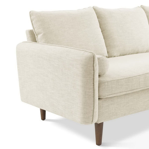 Modway Furniture Revive Upholstered Sectional Sofa with Built-In Ottoman for Modern Comfort and Versatile Layouts Beige EEI-3867-BEI