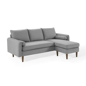 Modway Furniture Revive Upholstered Sectional Sofa with Built-In Ottoman for Modern Comfort and Versatile Layouts Light Gray EEI-3867-LGR