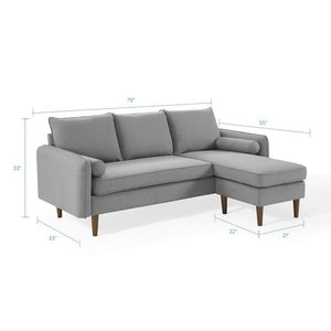 Modway Furniture Revive Upholstered Sectional Sofa with Built-In Ottoman for Modern Comfort and Versatile Layouts Light Gray EEI-3867-LGR